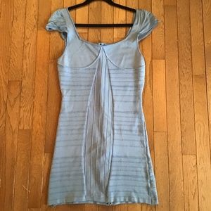 Light blue knit mini dress